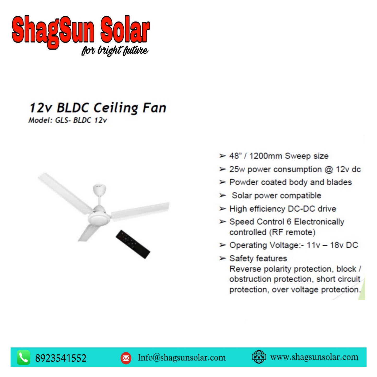 12v BLDC celling Fan